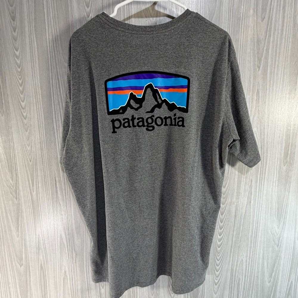 Patagonia Fitz Roy Horizons‎ Gray T Shirt Mens Large Regular Fit Short Sleeve
